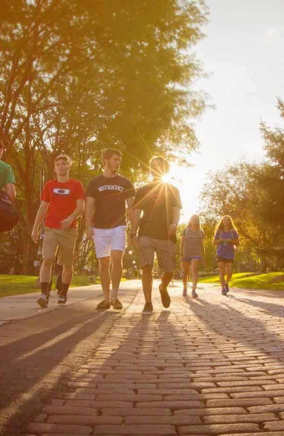 students walking outside